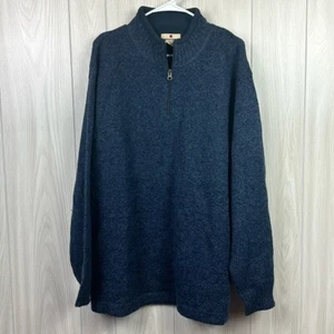 Woolrich Herren Pullover XL Wolle 1/4 Zip Pulli meliert blau lang SLeeve Strick - Bild 1 von 5