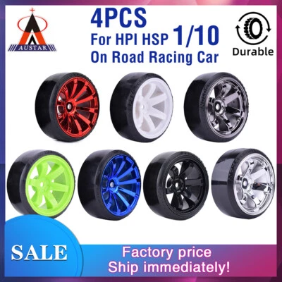 4PCS 12mm Hex Drift Tires On-road Wheel Hard Pattern Tyre for 1:10 RC Racing Car - Image 1 of 4