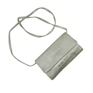 Christian Siriano Chic Silver Glitter Small Crossbody Handbag Clutch Purse - Picture 1 of 11