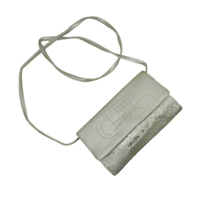 Christian Siriano Chic Plata Brillo Pequeño Bandolera Bolso sin asas Cartera Foto 1 de 4