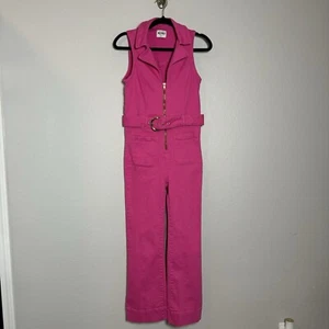 Show Me Your MUMU  Jacksonville Cropped Jumpsuit in Hot Pink Denim NWT Size M - Picture 1 of 11