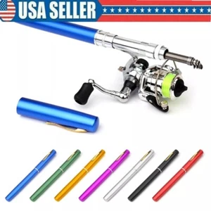 Mini Portable Pocket Fish Pen Shape Aluminum Alloy Fishing Rod Pole Reel 7 Color - Picture 1 of 13