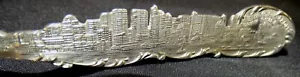 New York Skyline From North River 5 1/2" Sterling Souvenir Spoon .81 Ounce - Picture 1 of 7