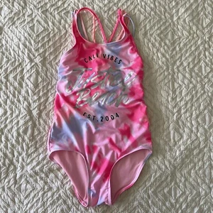 Justice Girls Racerback One Piece Baby Pink Dye Effect Swimsuit XL - Picture 1 of 3