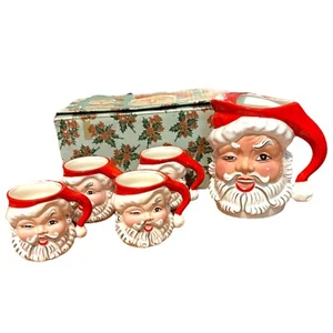 Brocca vintage Napco WINKING SANTA + 4 TAZZE KDX244 Giappone con scatola - Foto 1 di 24