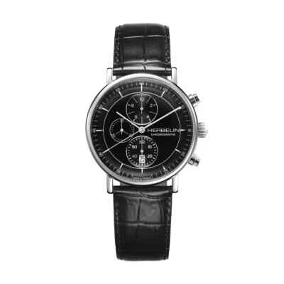 Herbelin Inspiration 35647AP14 Mens Black Leather Strap Chronograph Dial Watch - Image 1 of 3