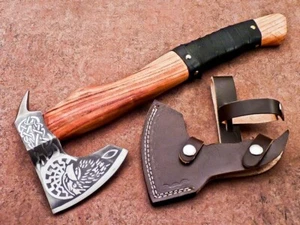 HAND FORGED CARBON Steel Axe/Hatchet Engraved Bearded VIKING AXE TOMAHAWK Axe 56 - Picture 1 of 12