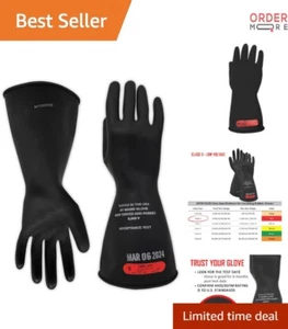 Insulating Electrical Gloves Latex Size 9 Class 0 14-inch Voltage Protection - Picture 1 of 10
