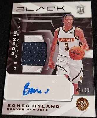 RC JSY AUTO /15 BONES HYLAND "Rookie Memorabilia Autograph" 2021-22 Panini Black - Image 1 of 4