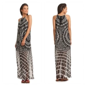 NWT- Trina Turk 'Nilsa' Graphic Print Halter Maxi Dress, Black/White - Size 0 - Picture 1 of 3