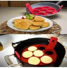 Non Stick Pancake Silicone Mold Breakfast Maker Egg Ring Omelette Flip Tool