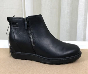 NEU SOREL EVIE II Damen-Stiefelette mit wasserdichtem Leder-Reißverschluss US 8/EURO 39 schwarz - Bild 1 von 21