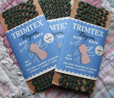 9 yd~ 3/8" Vintage multicolor  Rayon  Rick  Rack Trim  (3 pkg) - Image 1 of 2