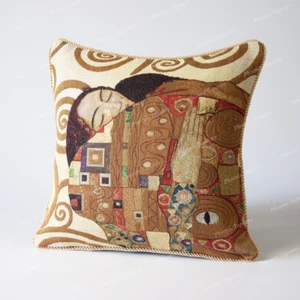 Jacquard Tapisserie Kissenhülle Kissenbezug Gustav Klimt - Umarmung, 18" - 45cm - Bild 1 von 5