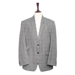 Mens 48R Cotton Blazer Black White Check Sport Coat Formal Wedding Party Jacket - Picture 1 of 7