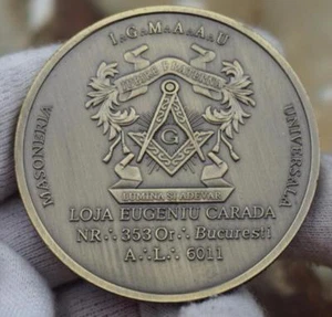 EUGENIU CARADA Masonic Freemason Freemasonry Commemorative Challenge Coin 50mm - Picture 1 of 4