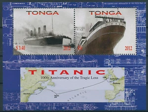 Titanic Francobolli Tongo 2012 MNH Navi Nautiche 2v M/S - Foto 1 di 1
