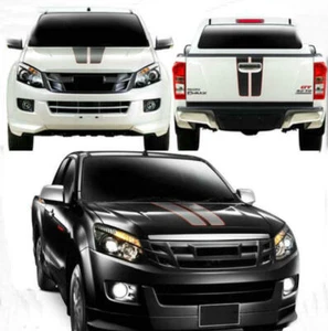 Car Hood Rear Racing Stripe Sticker Kit For Isuzu D-max Bonnet Tailgate Decals - Picture 1 of 5