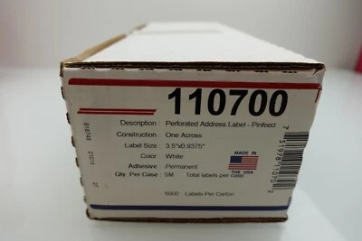 Compulabel® 110700 White Continuous Perforated Address Labels 3.5"x0.9375" 5000 - Image 1 of 3