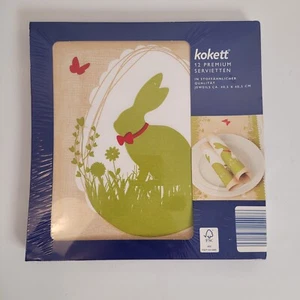 Vintage Easter Fabric Like Paper Napkins Fold Instructions New Kokett Germany - Picture 1 of 6