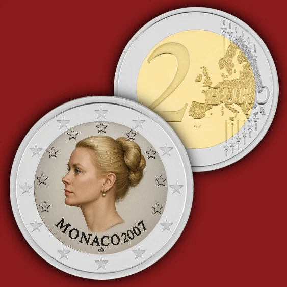 MONACO KELLY GRACE 2007   2 Euro Coloured  UNC Color  Coin - Image 1 of 1