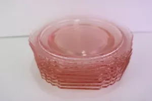 Florentiner #1 Pink von Hazel Atlas 8 Brotteller 6" Muschel Vertiefung Glas - Bild 1 von 8