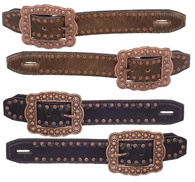 Western Spur Straps - Hair on Hide Belt Style - Black or Brown Hair - Image 1 of 3