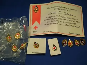 Lot of 11 American Red Cross Gallons of Blood Donated Gold & Enamel Pins - Picture 1 of 8