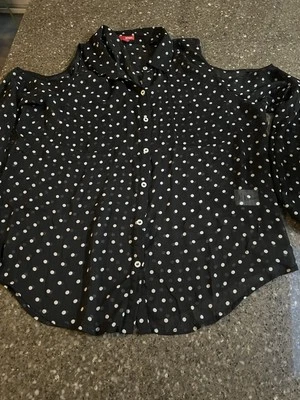  Винтажный бонго холодные плечи чистый пуговицы блузка размер XL 90-х Y2K ретро фея - Изображение 1 из 4