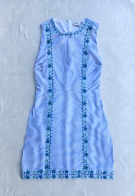 Vestido Vineyard Vines para mujer azul y blanco a rayas con bordado floral, talla 0 Foto 1 de 4