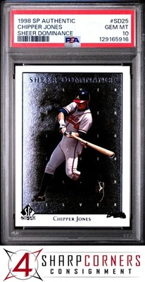 1998 SP AUTHENTIC SHEER DOMINANCE #SD25 CHIPPER JONES HOF POP 4 PSA 10 - Image 1 of 3