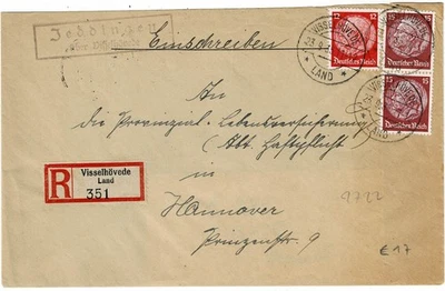 R-Zettel Visselhövede Land, Poststellenstempel Jeddingen, 23.9.1935, Hindenburg - Bild 1 von 2