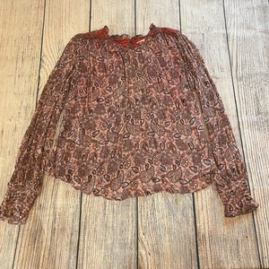 Boden Ruffle Open Back Blouse Paisley Swing Top Women’s Size 8 Pink Bohemian - Picture 1 of 11