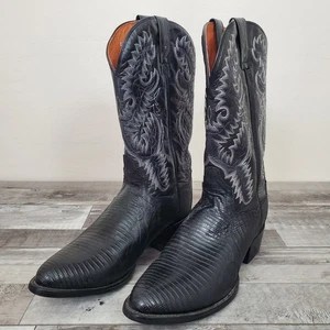 Dan Post Men's Size 11 Teju Lizard Raleigh Cowboy Black Boots DP2350R - Picture 1 of 13