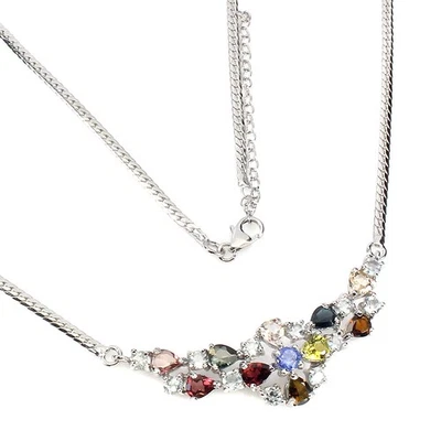 Collar de plata 925 de verano turmalina aguamarina tanzanita piedras preciosas joyería Foto 1 de 4