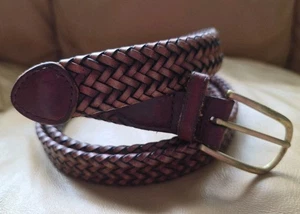 Perry Ellis Portfolio BELT MEN Size 50 Braided Woven Brown - Genuine Leather - Picture 1 of 6