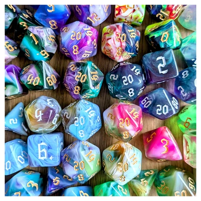DND Dice Sets 7pcs Polyhedral Gothic D&D TTRPG Plastic Acrylic Die Bundle Gift - Image 1 of 2