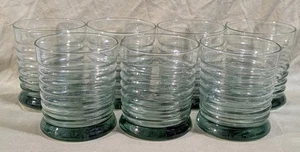 Juego de 7 vasos bajos acanalados verdes españoles Libbey Sirrus vintage usados en excelente estado - Imagen 1 de 6