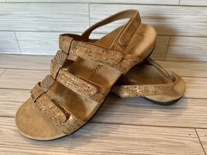 Women’s Vionic AMBER Gladiator Strappy Sandal Shoe Tan Cork Leather US 11 EUC! - Picture 1 of 9