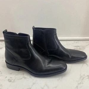 9 1/2 M Johnston & Murphy Rubber Sole Black Ankle Zipper Boots 20 1475 - Picture 1 of 8