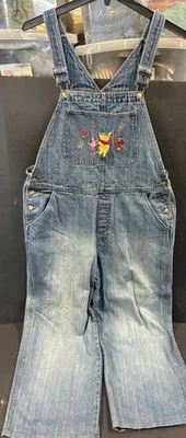 Vintage Winnie Pooh Denim Bib Overalls Women’s XL Carpenter Wide Leg Disney - Image 1 of 4