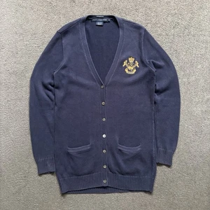 Vintage 00s Polo Ralph Lauren Sport Knit Cardigan Jumper Boyfriend Fit (M) Navy - Picture 1 of 5
