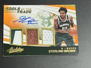 2017-18 PANINI ABSOLUTE STERLING BROWN ROOKIE RC PATCH AUTO #08/25 BUCKS - Picture 1 of 2