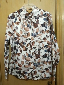 Investments Gold Label Brooke Bluse Damen Gr. 10 Blätterdruck Knopfleiste Hemd - Bild 1 von 10