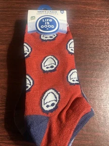 LIFE IS GOOD NWT Mens LIG 6 pair Low Cut Socks Emoji Theme Blue Grey Red NEW - Picture 1 of 7