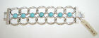 New Sweet Lola Antique Silver Tone & Turquoise Wide Link Chain Bracelet