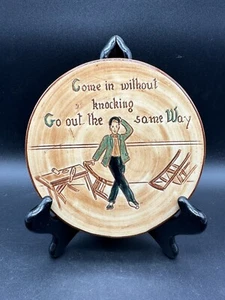 PENNSBURY POTTERY WALL 6” PLAQUE "Come in Knocking" Folk Art Morrisville PA USA - Picture 1 of 7