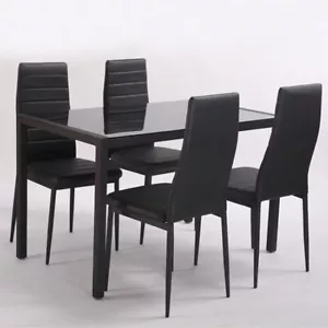 Metal Frame Dining Chair Set of 4 PU Leather Chairs Home Kitchen Dinner Seat - Picture 1 of 10