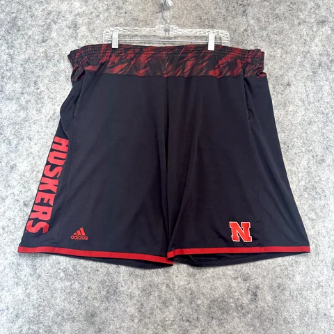 Nebraska CornHuskers Shorts Mens 2XL XXL Black Red Logo Basketball Adidas Cover