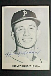 Harvey Haddix (d.1994) Autographed 1955-56 Phila Phillies Signed Pack Photo JSA